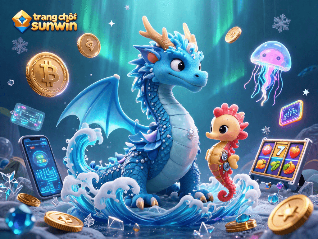 Spin for fortunes at trang chủ sunwin with vibrant slots amid a magical oceanic scene.