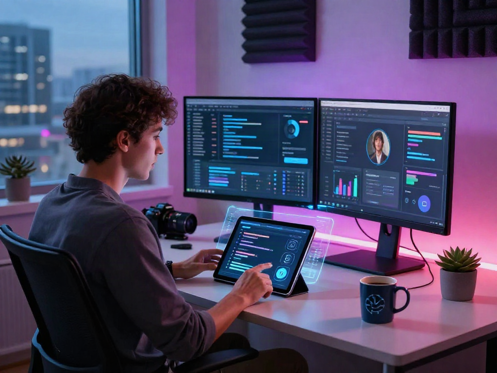 Engaging ai porn chat interaction in a modern digital workspace setting.