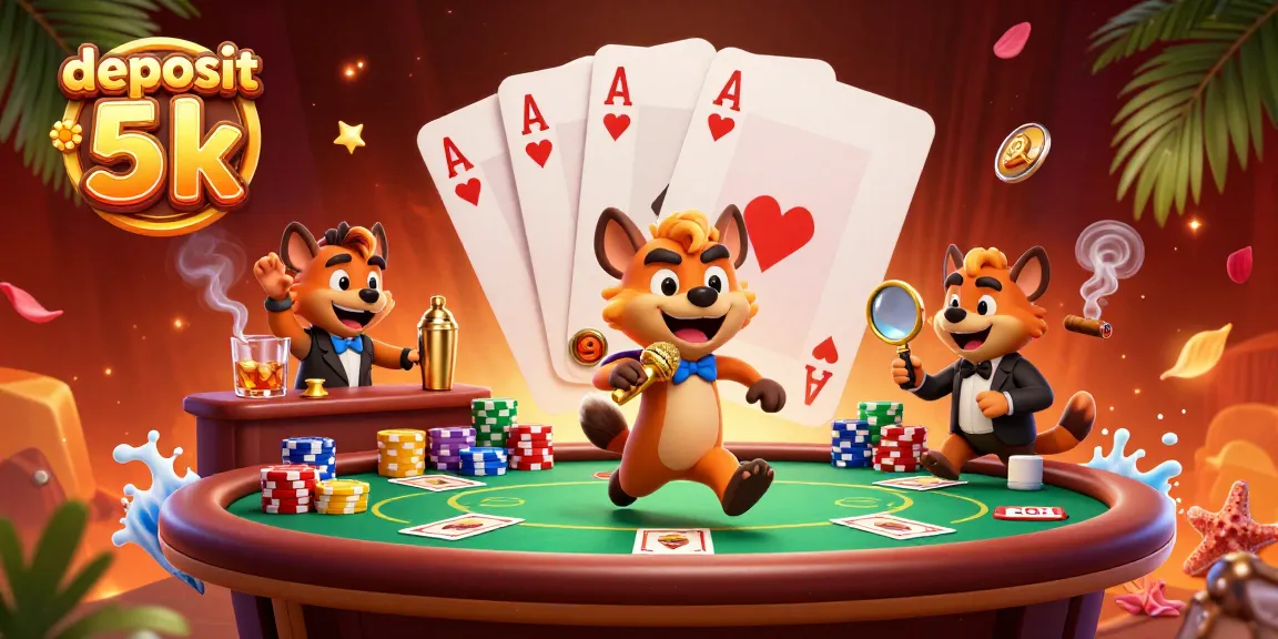 Engage in thrilling wins at deposit 5k casino with lively hyena characters in a vibrant setting.