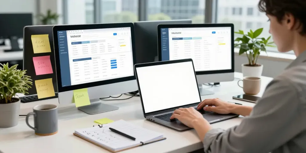 Person analyzing instant indexing strategies in a modern office.