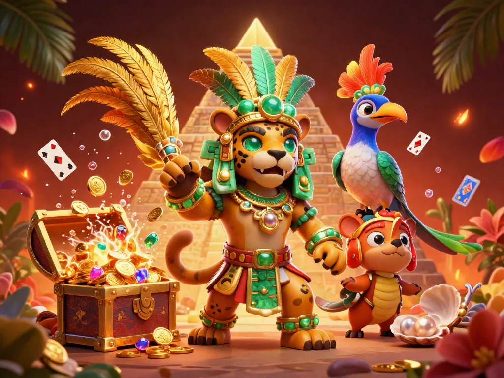 Experience thrilling wins at xo88 with a vibrant casino fantasy featuring a Mayan jaguar priest and treasures.