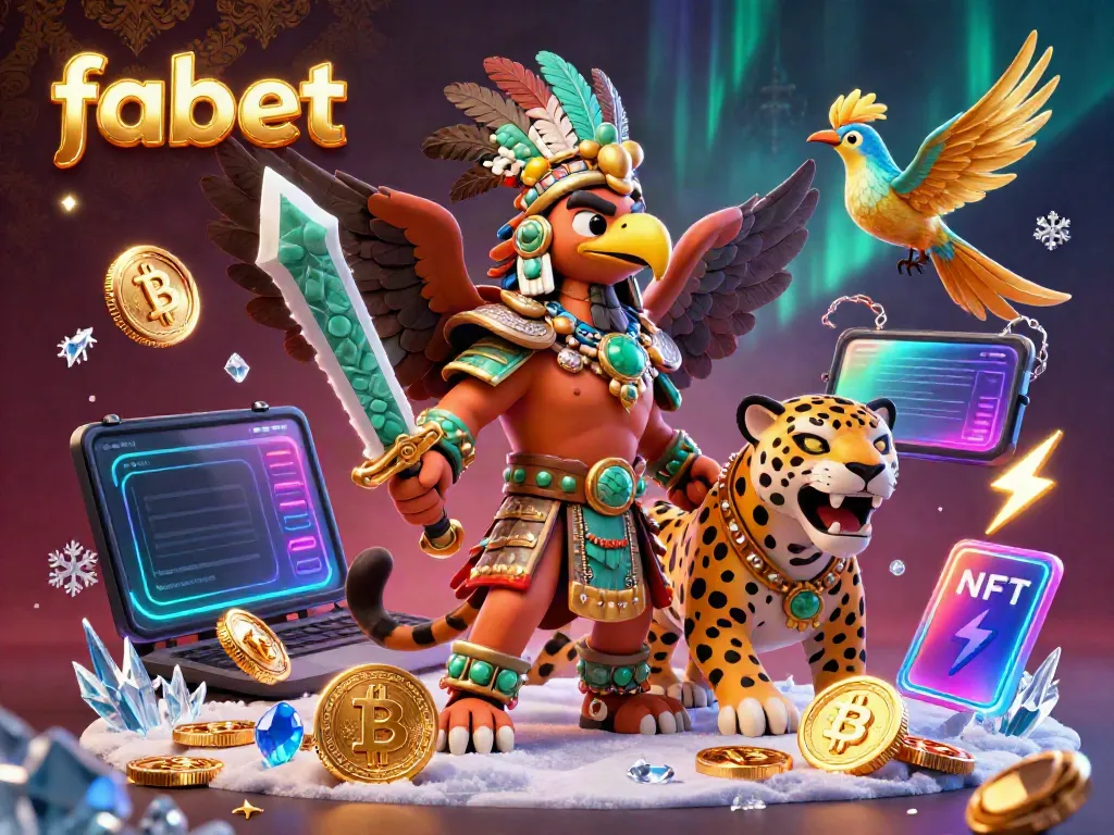 Engaging scene featuring fabet with vibrant characters, crypto elements, and dynamic casino action.