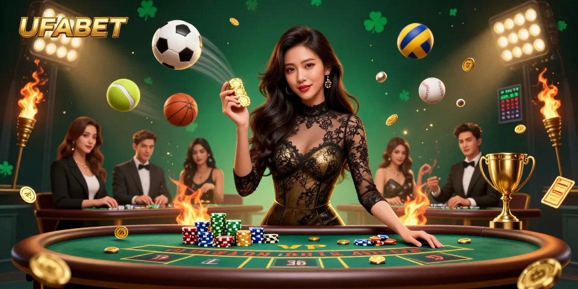 Experience the thrill of betting at UFABET with high-value chips at a VIP baccarat table.