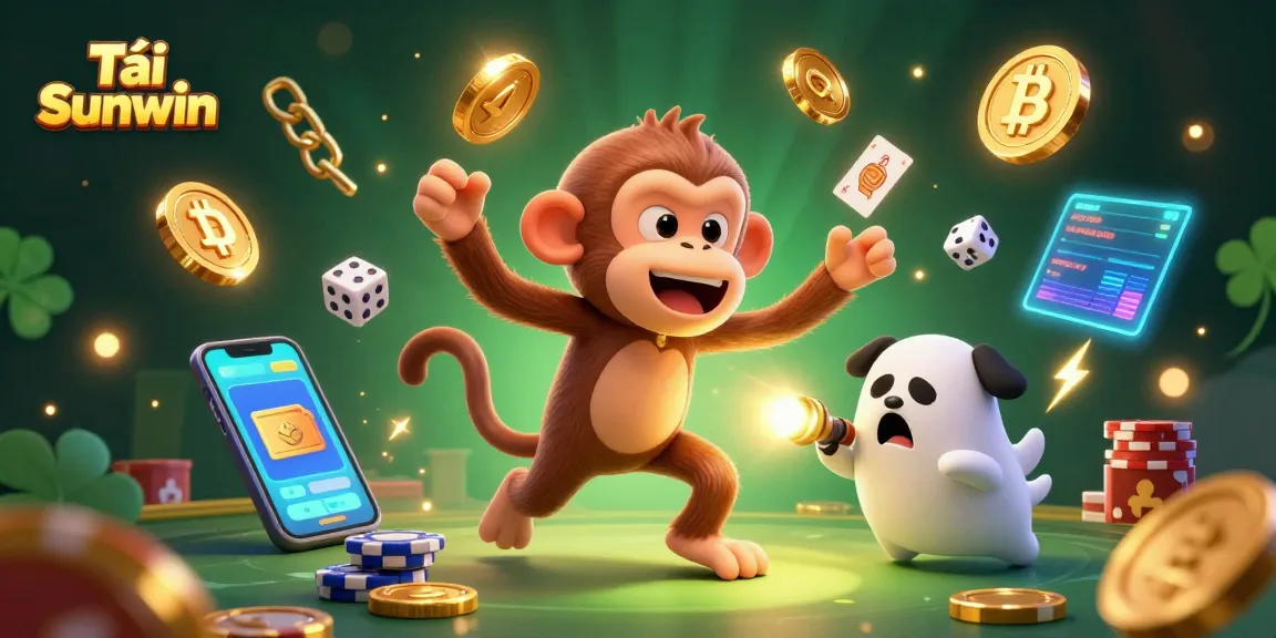 Tải Sunwin to join a spirited chase in a surreal casino scene filled with golden treasures and crypto coins.